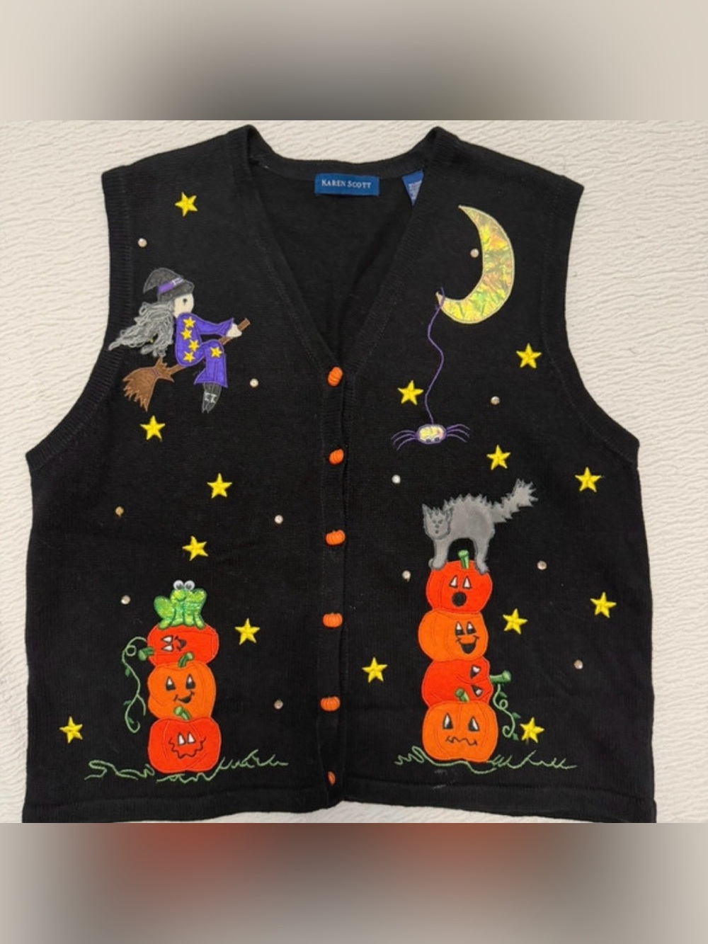 Karen Scott Halloween sweater vest